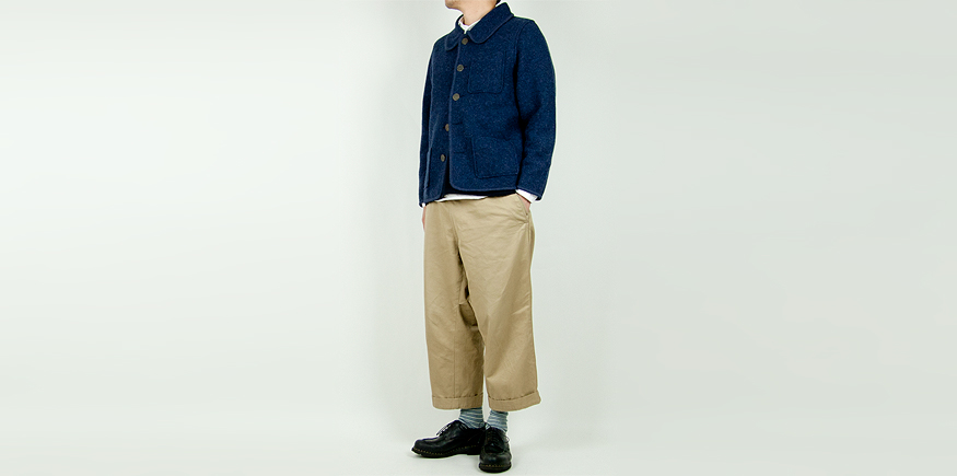 LANDLEBEN Round Collar Tyrolean jacket BLUE