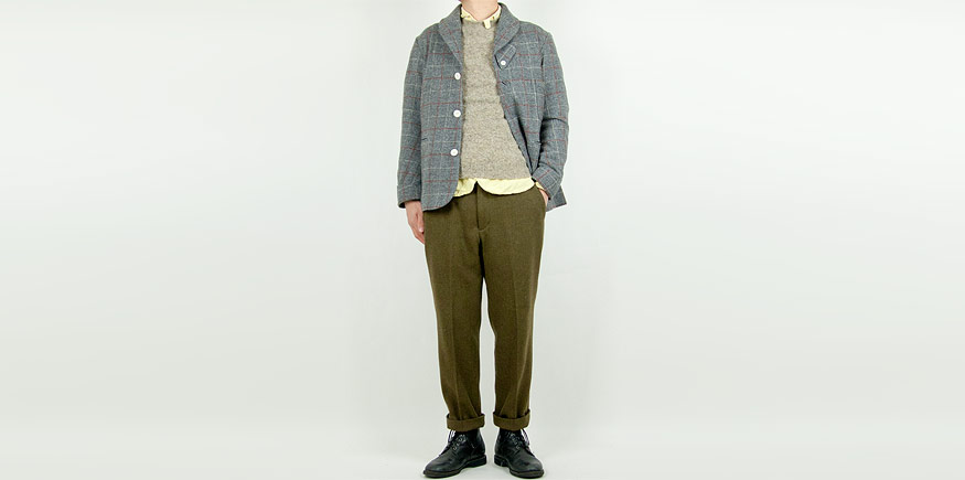 TATAMIZE SHAWL COLLAR JACKET GRAY TATTERSALL