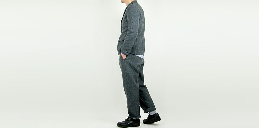 ENDS and MEANS Grandpa Wool Jacket GRAY