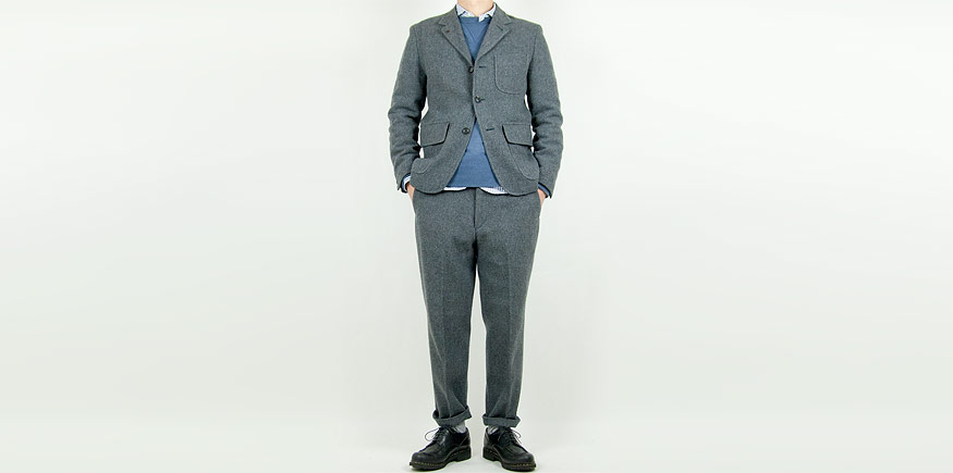ENDS and MEANS Grandpa Wool Jacket GRAY
