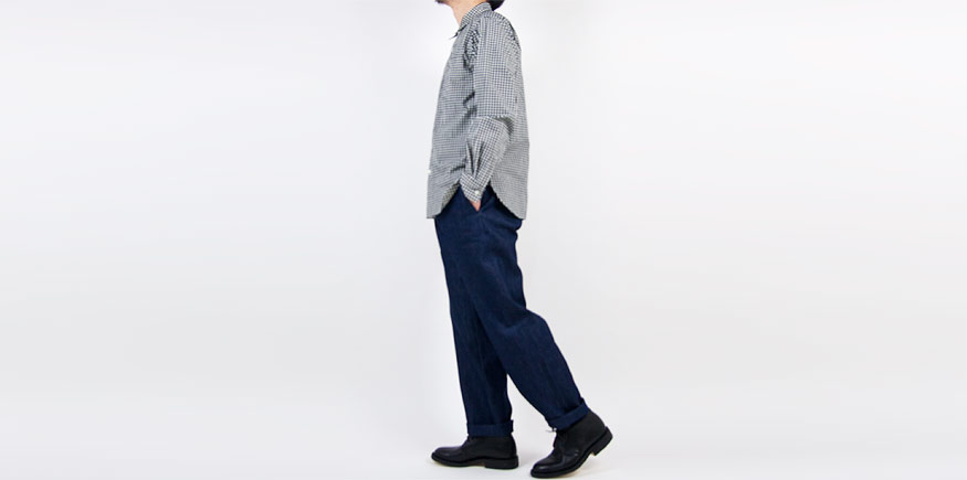 MARGARET HOWELL GINGHAM COTTON POPLIN SHIRTS 011BLACK x WHITE 〔メンズ〕