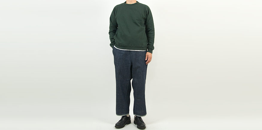THE HINOKI オーガニックコットン裏起毛 スウェットシャツ GREEN