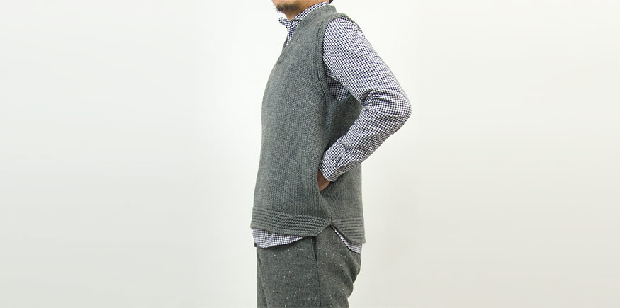 ENDS and MEANS Grandpa Knit Vest GRAY